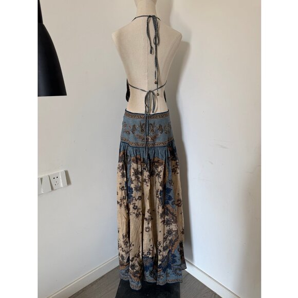 Zimmermann Ascension Plunge Halter Printed Cotton Maxi Dress Multi Floral - Picture 4 of 11